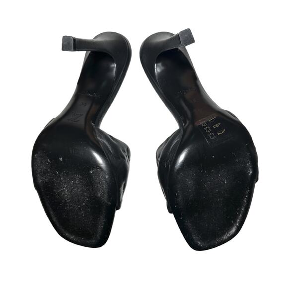 LOUIS VUITTON Revival Black Lambskin Embossed Monogram Heels Slides Mules 39 - Picture 5 of 8